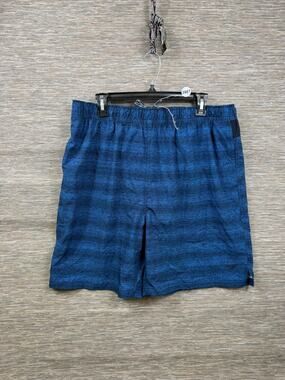Speedo Swim Shorts Trunks Mens Size XL Blue Striped Mid Rise Drawstring Pockets